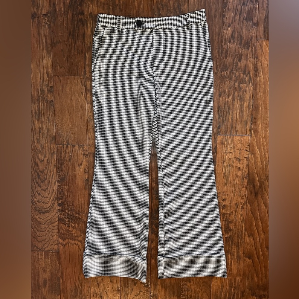 Maeve By Anthropologie Houndstooth Wide Big Cuff Pants, Academia Preppy, Size 4